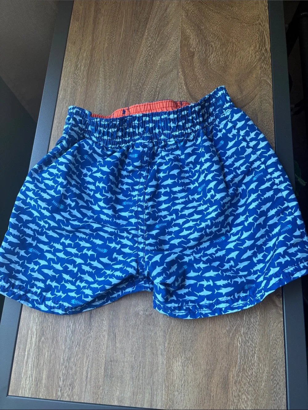 Set of 3 Comfy 18m Shorts - Light Blue, Red, and 1 Navy Shark Print bathing suit